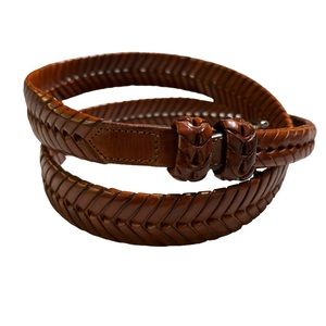 Vintage Cale Spain Braided Brown Leather Fishtail Belt Exquisite 36